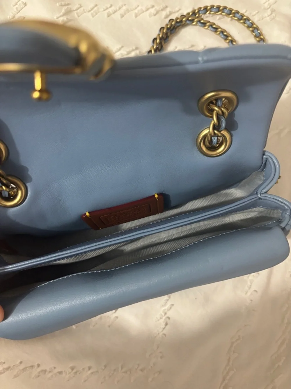 Coach quilted Tabby 20 Shoulder Bag in bluebell with Gold Hardware